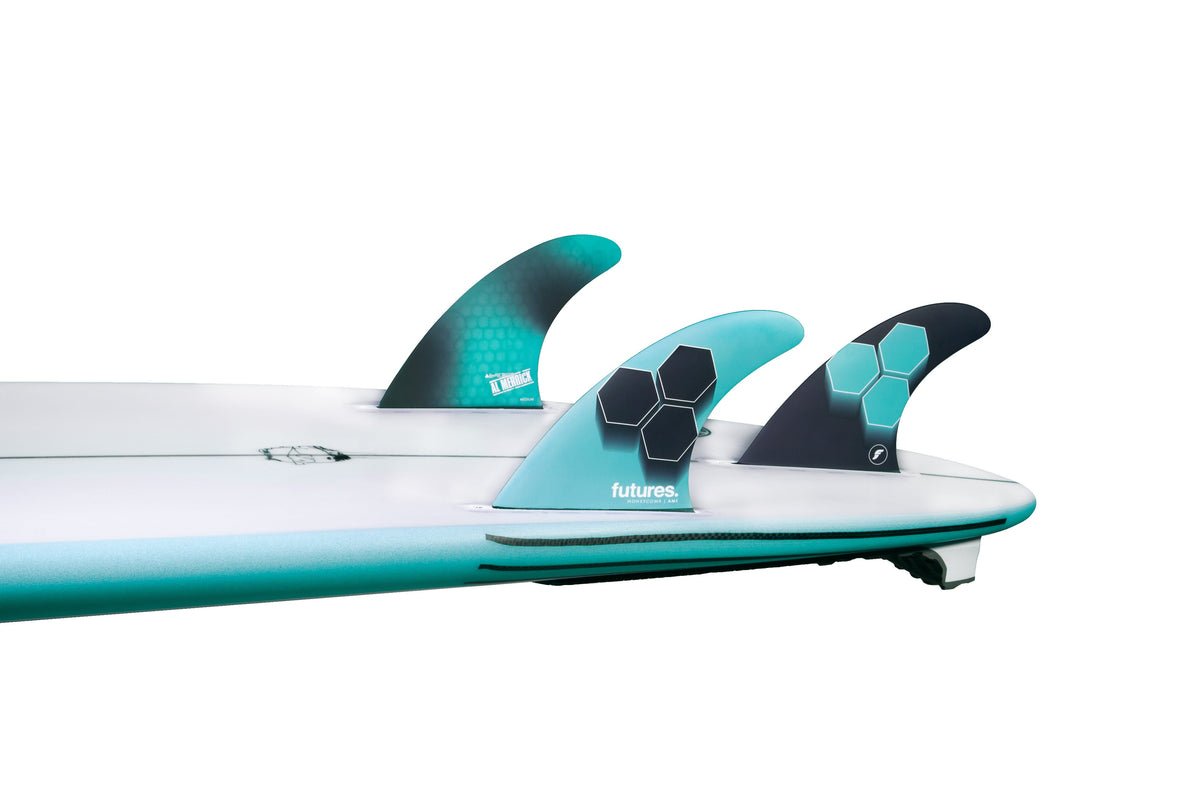 Futures AM1 Honeycomb Thruster Fins Teal/Navy - SantoLoco Hawaii