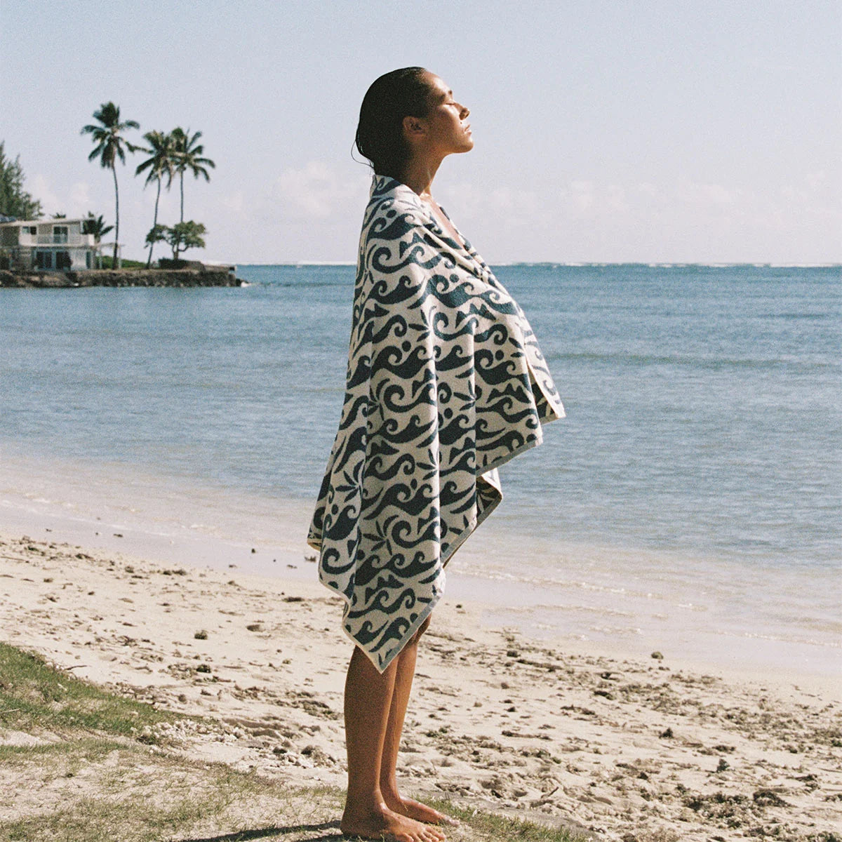Slowtide Bailey Oversized Woven Towel Salt Water