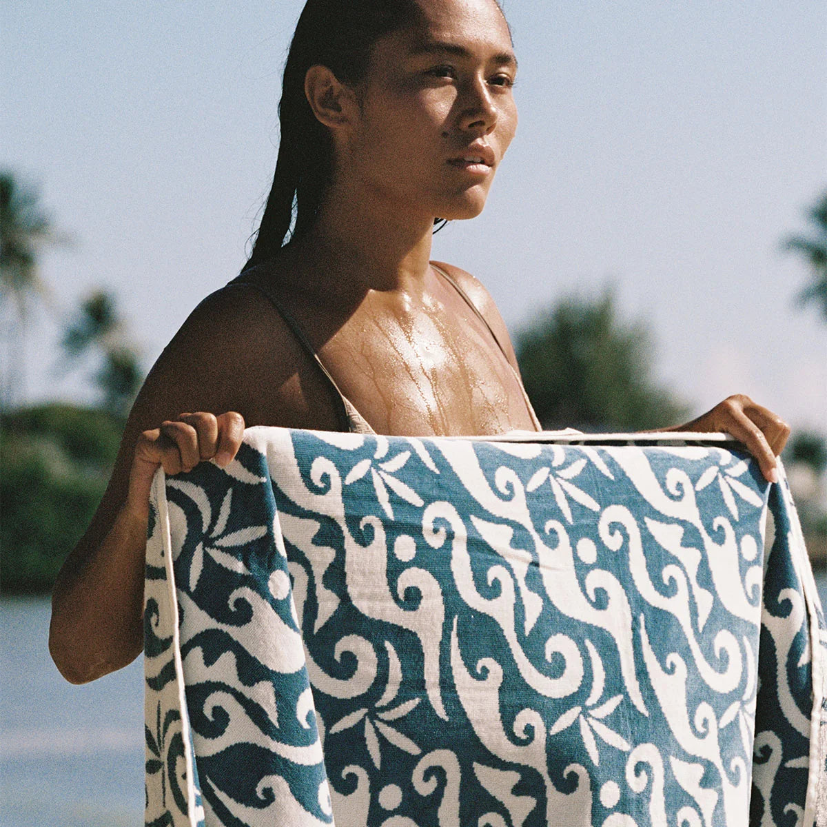 Slowtide Bailey Oversized Woven Towel Salt Water