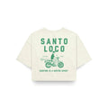 SantoLoco Women's Wahiawa Surfing is a Motorsport Crop Off White