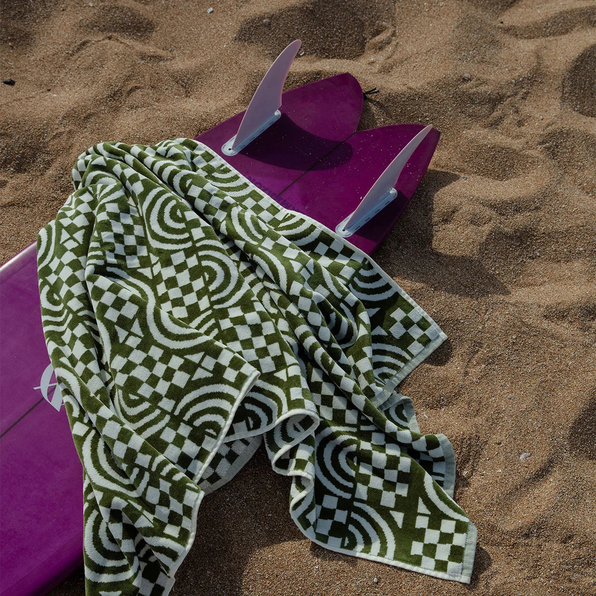 Slowtide Coco Rainbow Oversized Woven Towel Olive