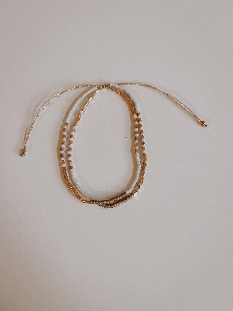 Golden Beaded Bracelet: Stucco