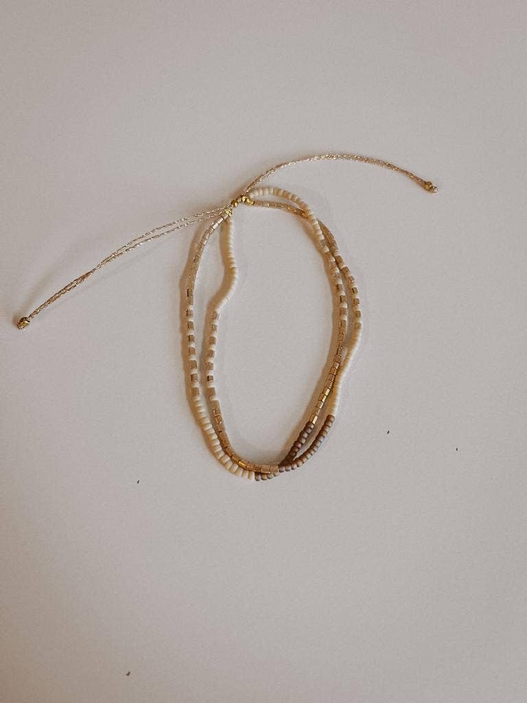 Golden Beaded Bracelet: Stucco