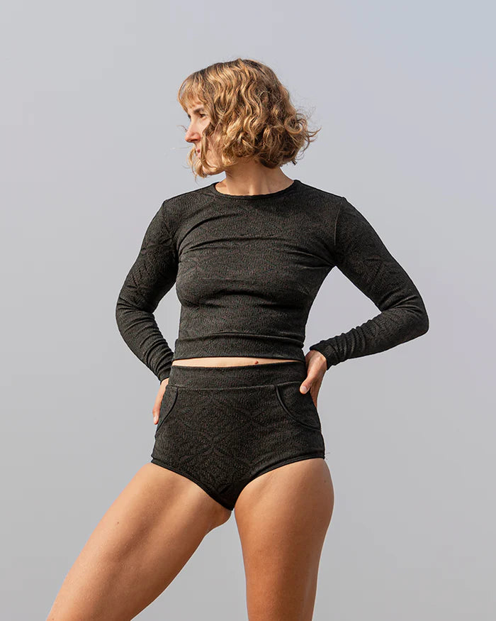 Seea Palomar Crop Top Rashguard Licorice