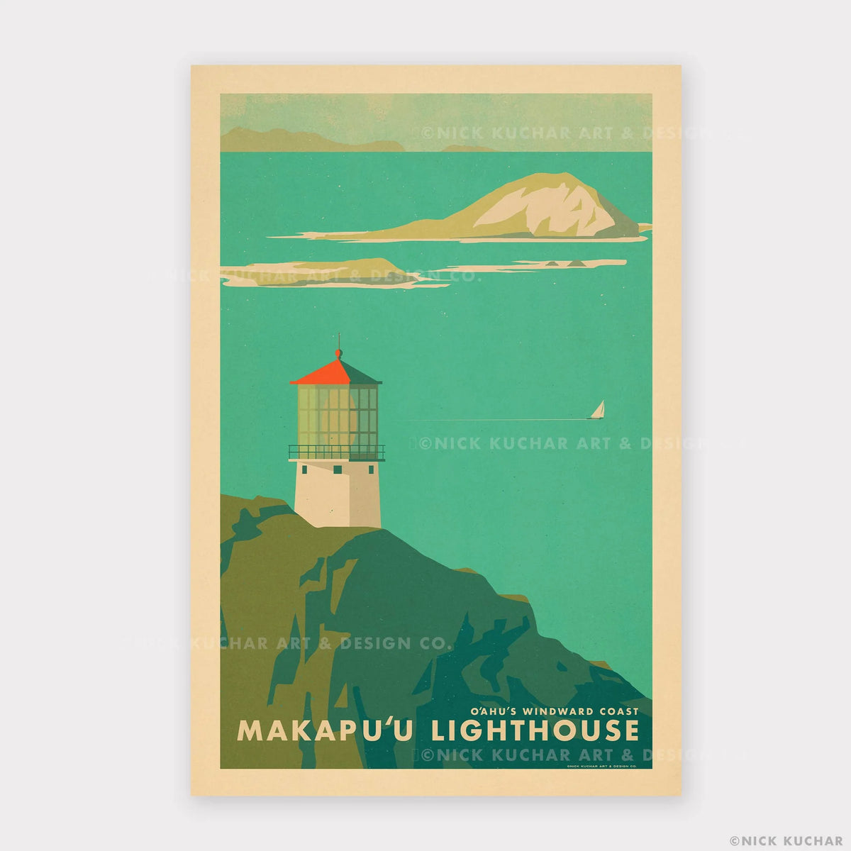 Nick Kuchar Makapuu Lighthouse - 12x18 Hawaii Travel Print