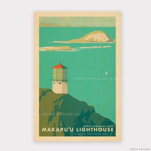 Nick Kuchar Makapuu Lighthouse - 12x18 Hawaii Travel Print