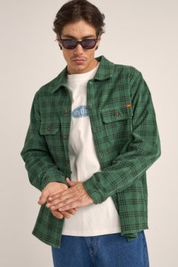 Rhythm Cord Check Overshirt GRN