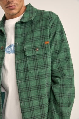 Rhythm Cord Check Overshirt GRN