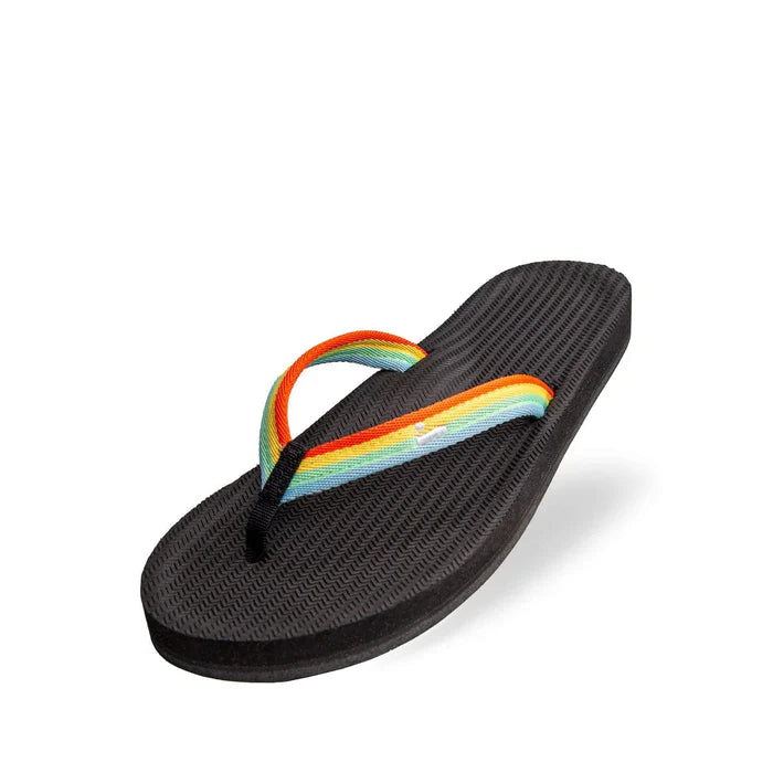 Indosole Womens Easy Living Flip Flops Black Rainbow