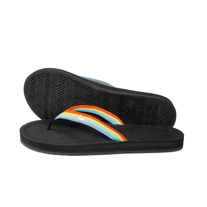 Indosole Womens Easy Living Flip Flops Black Rainbow