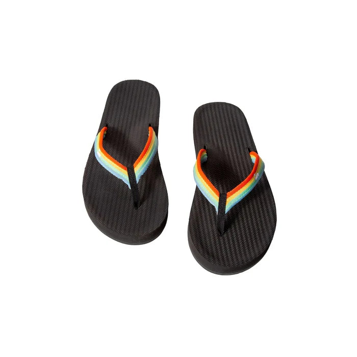 Indosole Womens Easy Living Flip Flops Black Rainbow