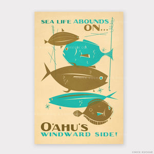 Nick Kuchar Sea Life Abounds 12x18 Hawaii Travel Print