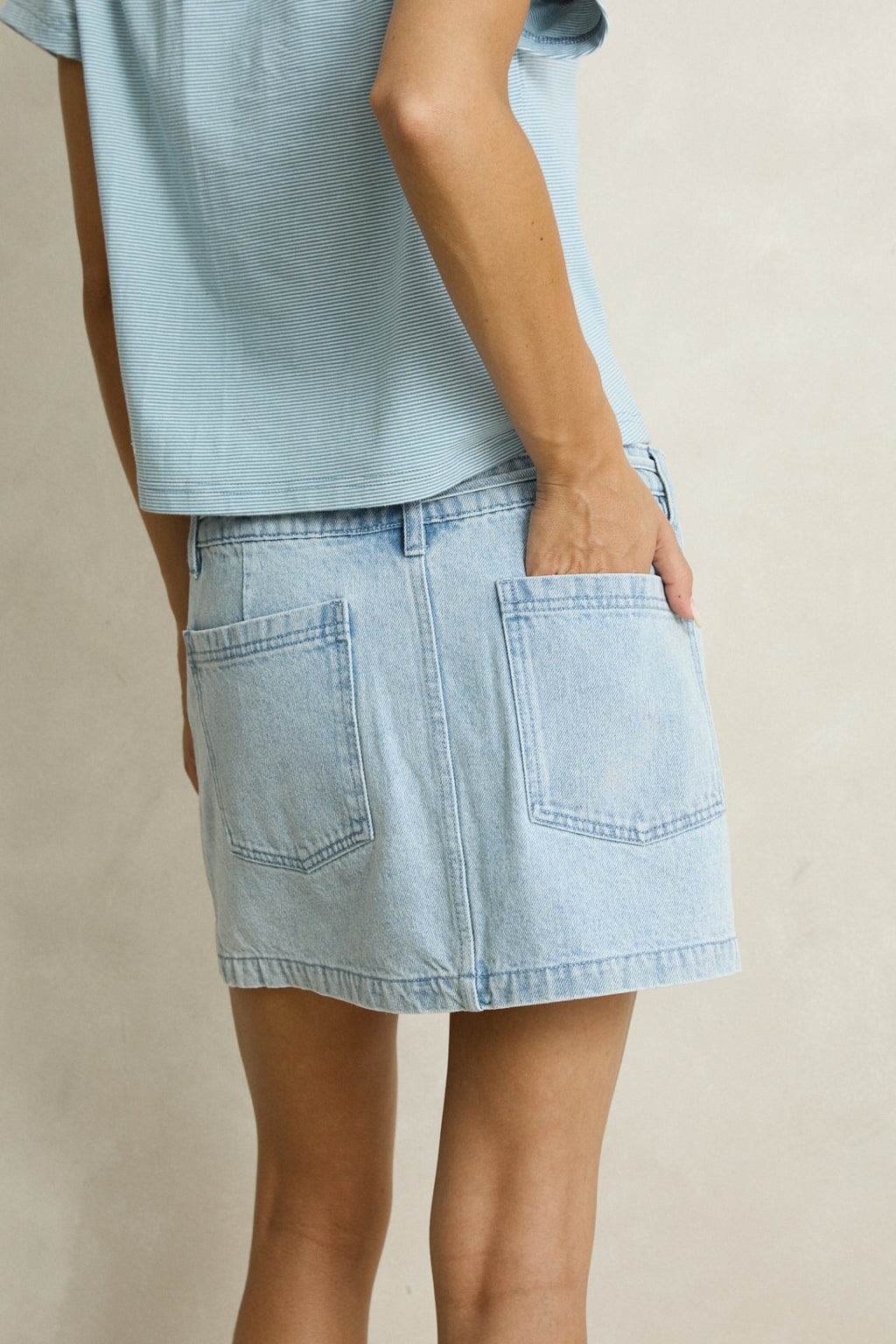 Rhythm Charlie Low Rise Mini Skirt Light Wash