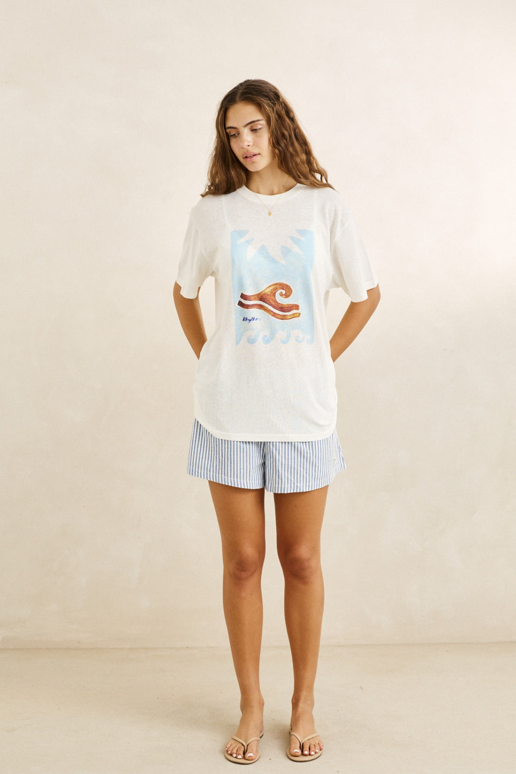 Rhythm Ocean Wave Oversized T-Shirt Vintage White