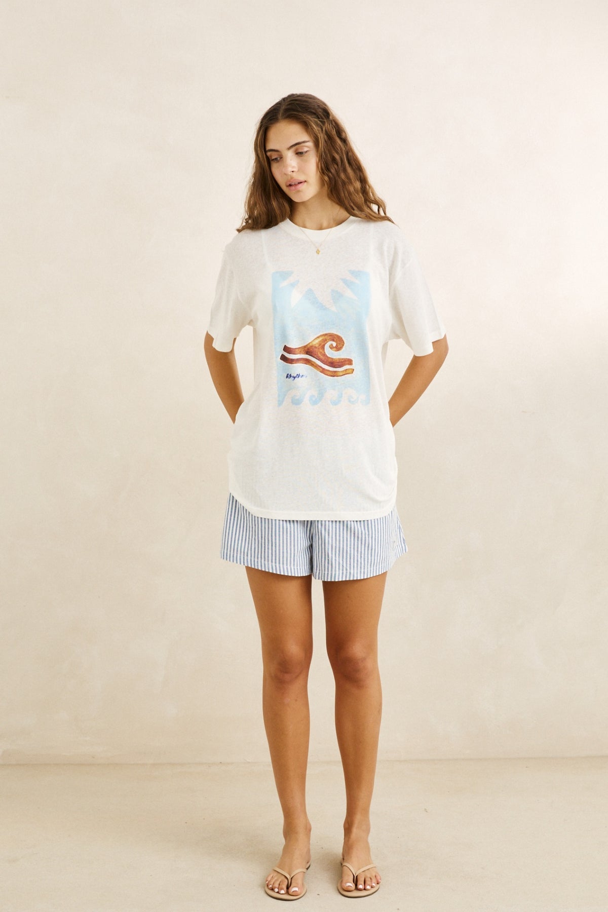 Rhythm Ocean Wave Oversized T-Shirt Vintage White