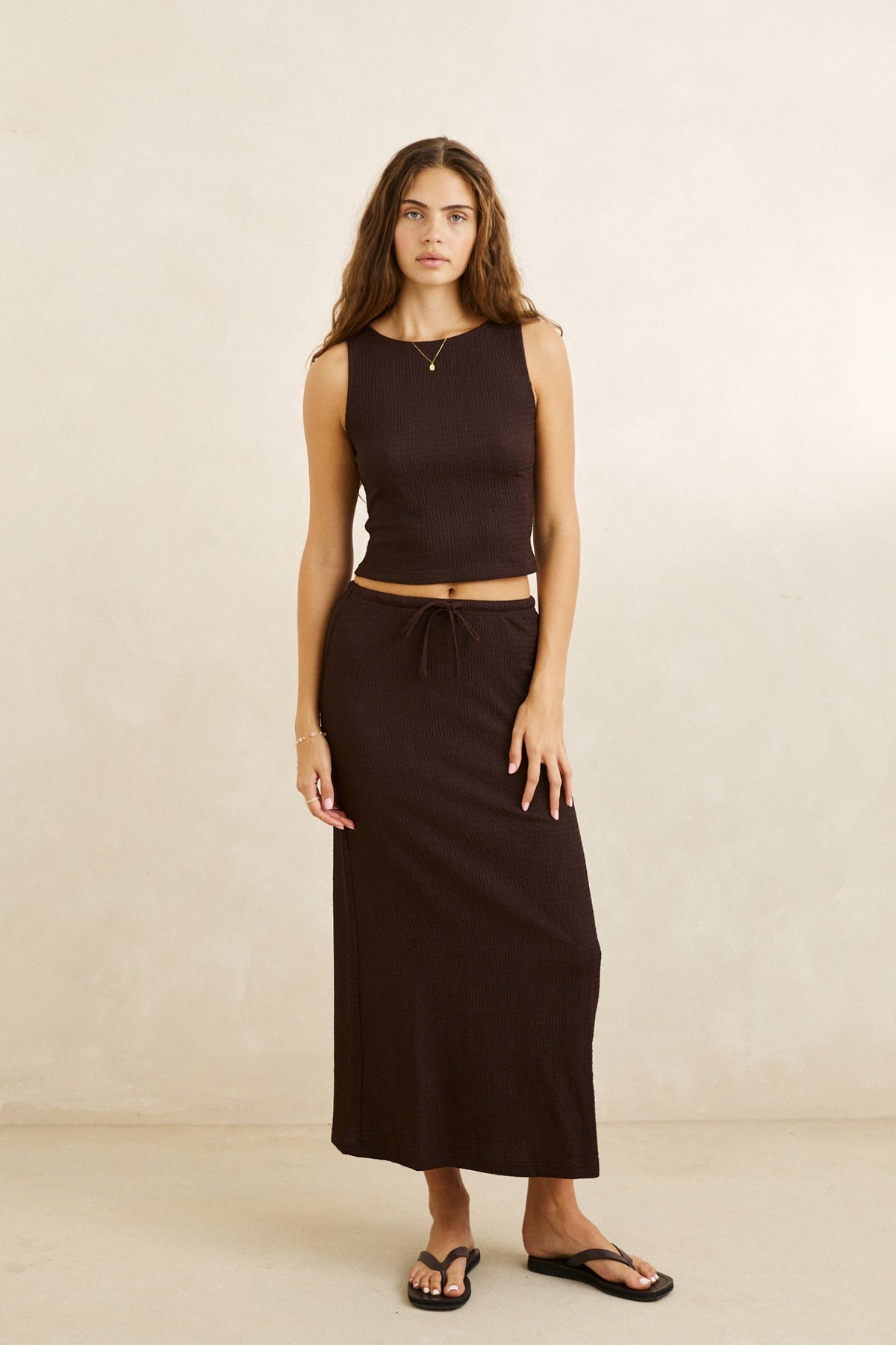 Rhythm Indie High Neck Tank Chocolate