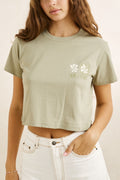 Rhythm Bayside Crop Crew Tee Palm