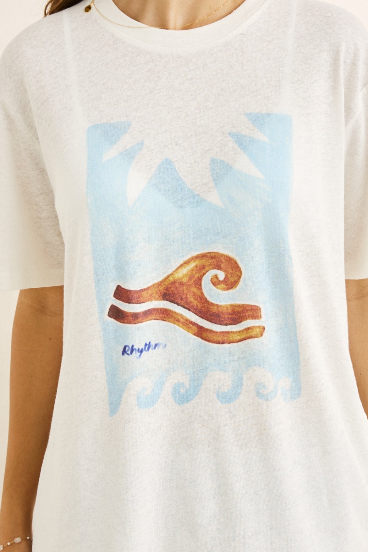 Rhythm Ocean Wave Oversized T-Shirt Vintage White