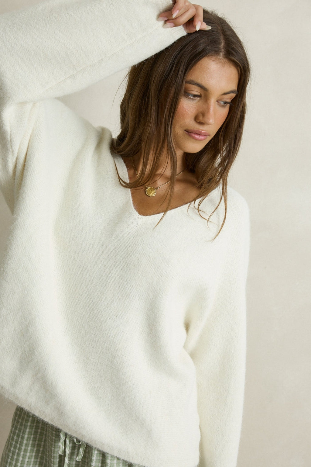 Rhythm Adele Oversized Long Sleeve Knit Top Cream
