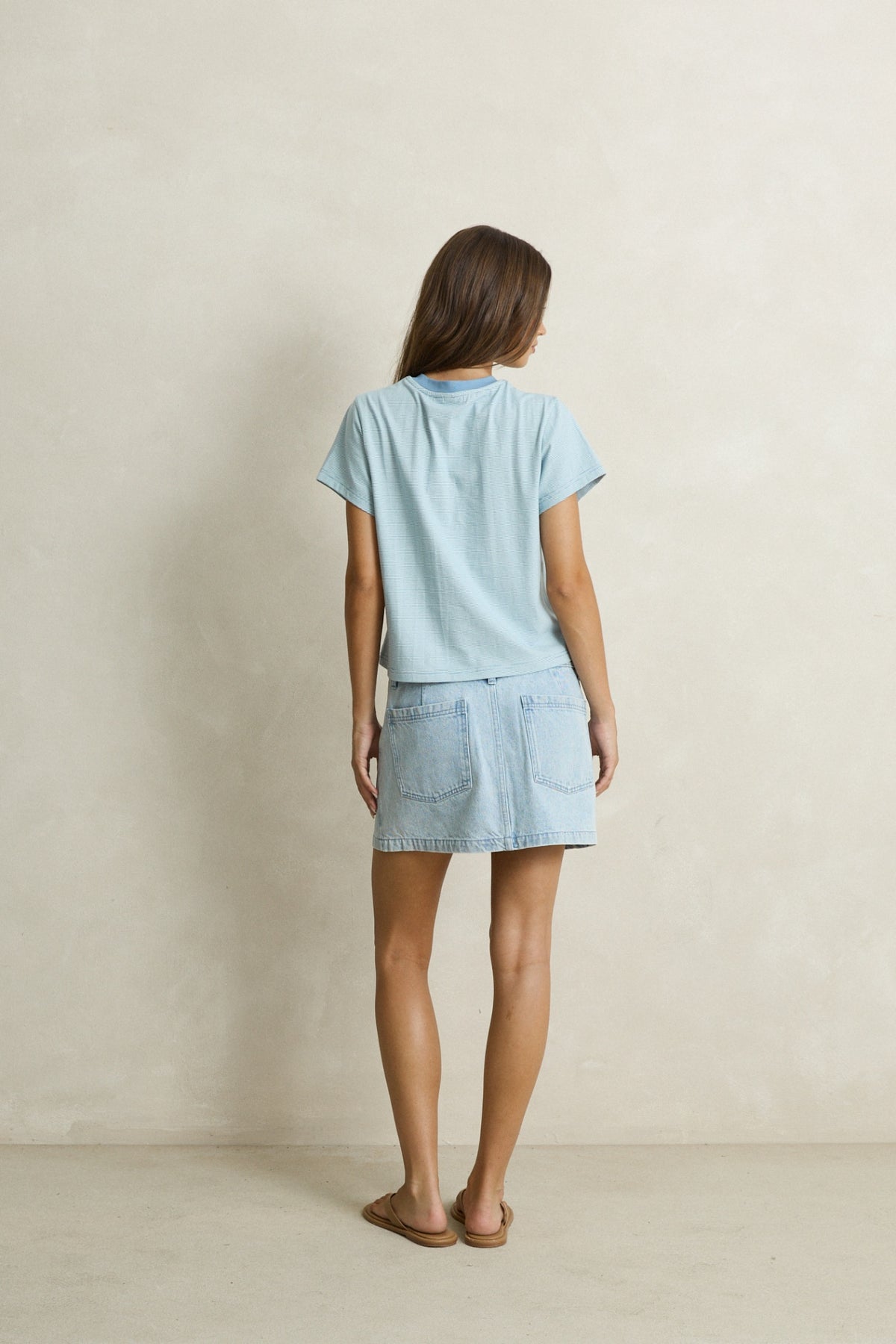 Rhythm Charlie Low Rise Mini Skirt Light Wash