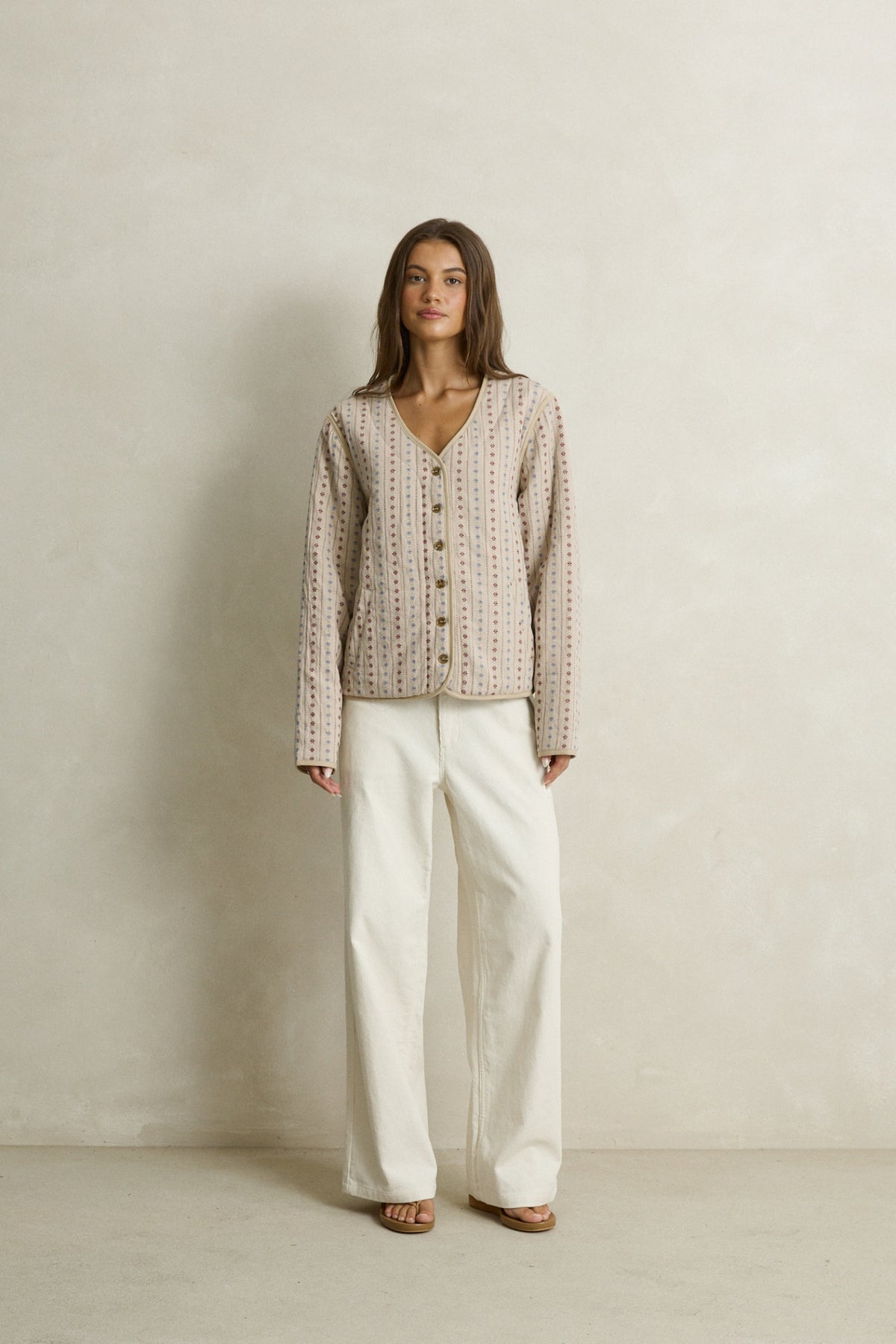 Rhythm Daisy Floral Quilted Jacket Sand