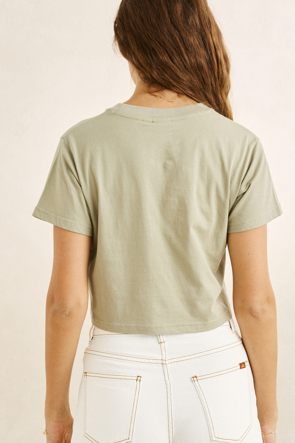 Rhythm Bayside Crop Crew Tee Palm