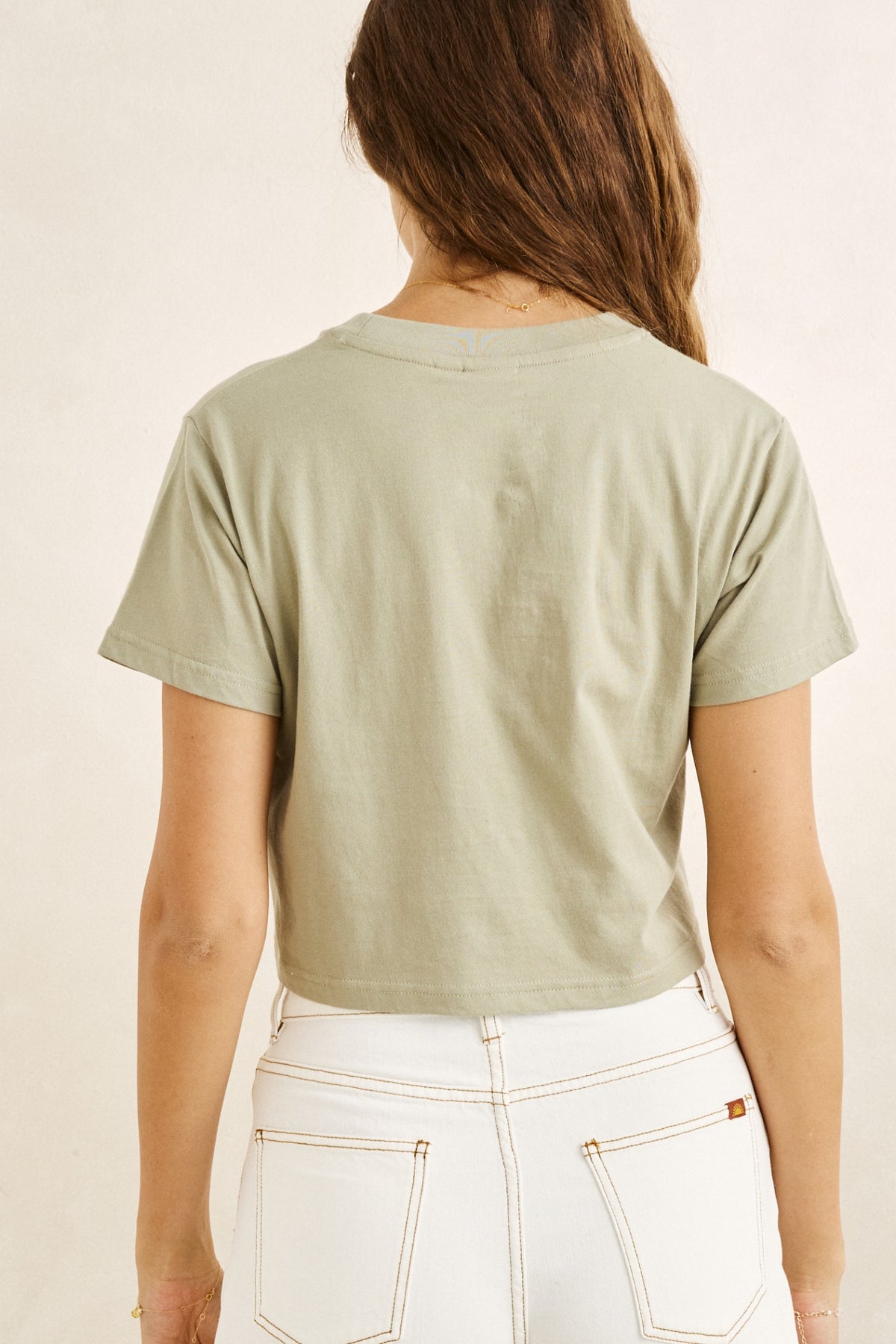 Rhythm Bayside Crop Crew Tee Palm