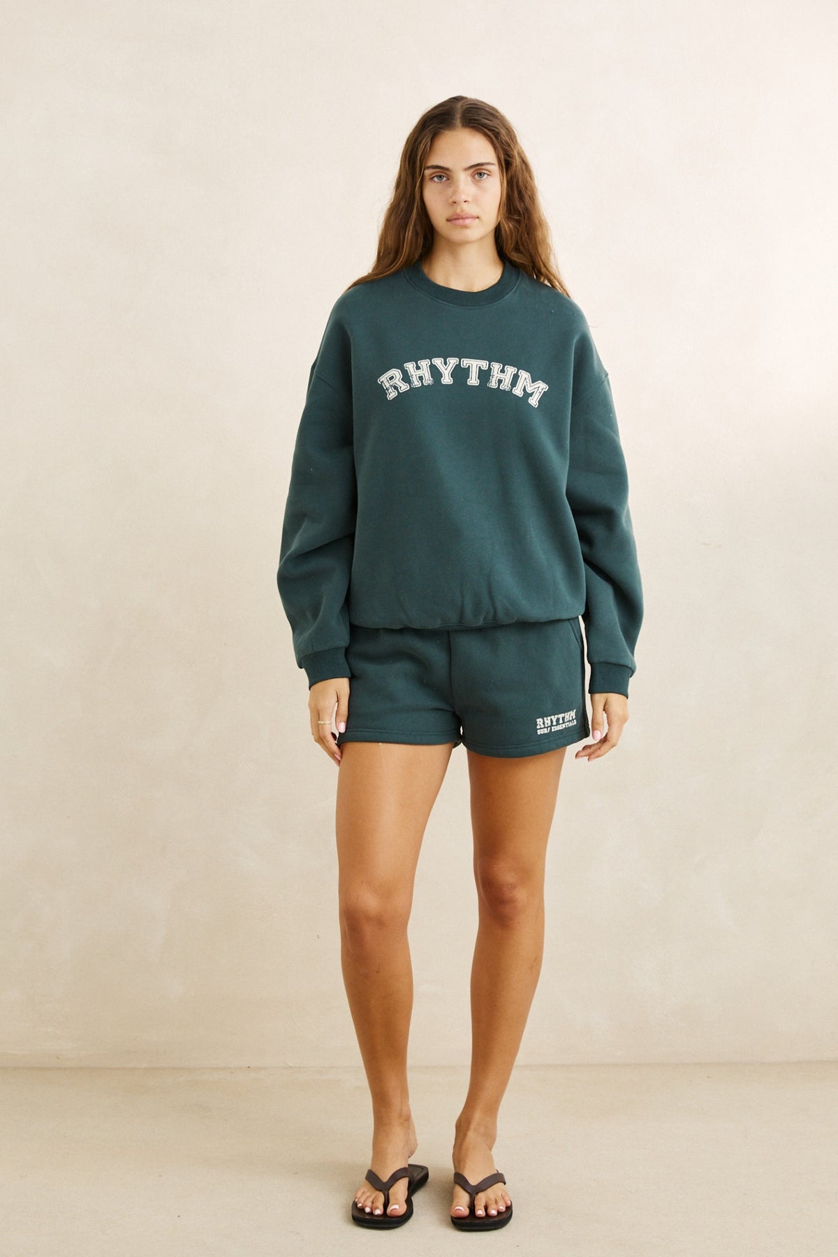 Rhythm Collegiate Oversized Crew Neck Fleece Forest