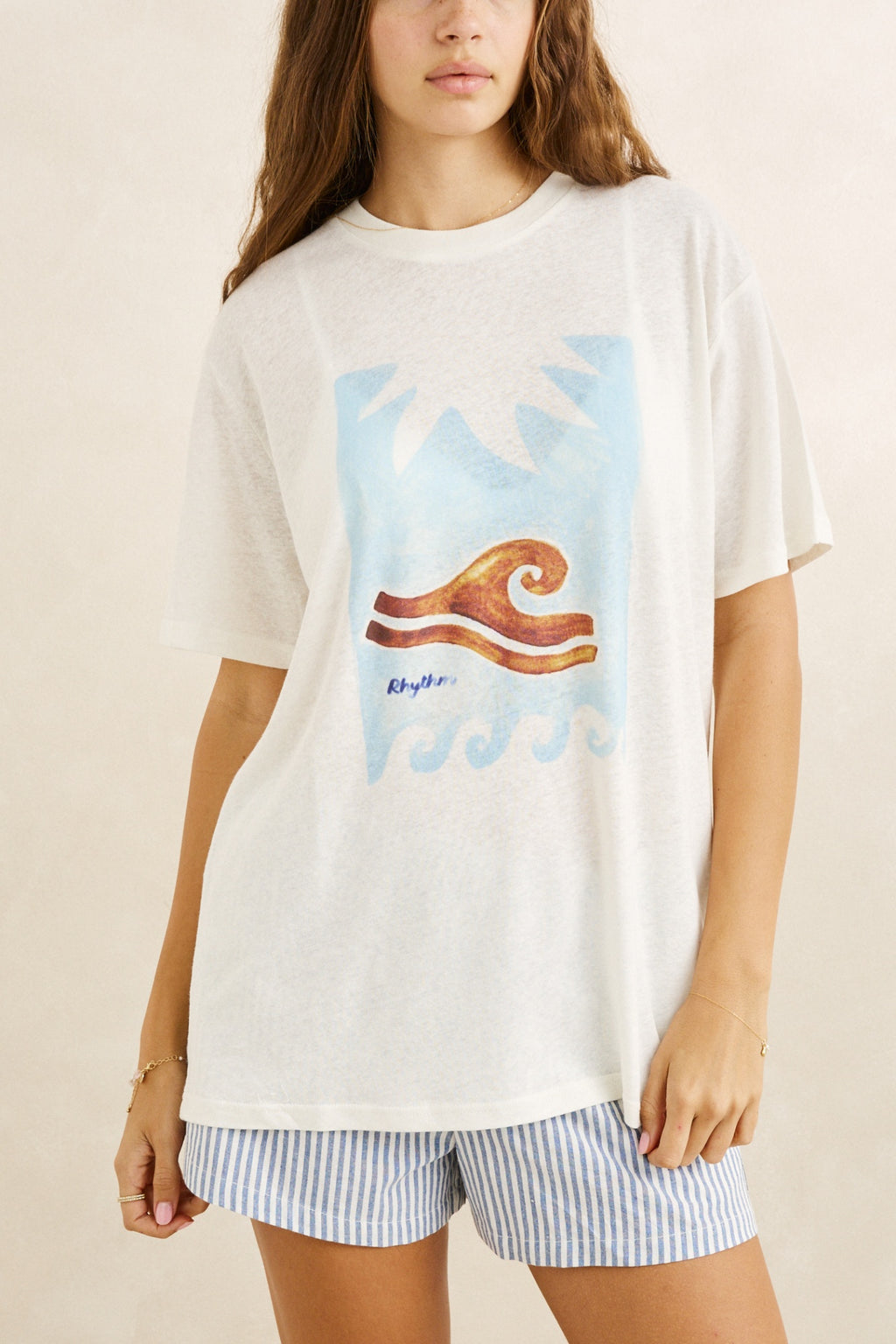 Rhythm Ocean Wave Oversized T-Shirt Vintage White