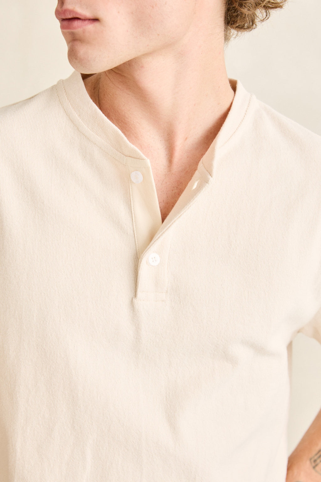 Rhythm Vintage Jersey SS Henley Natural