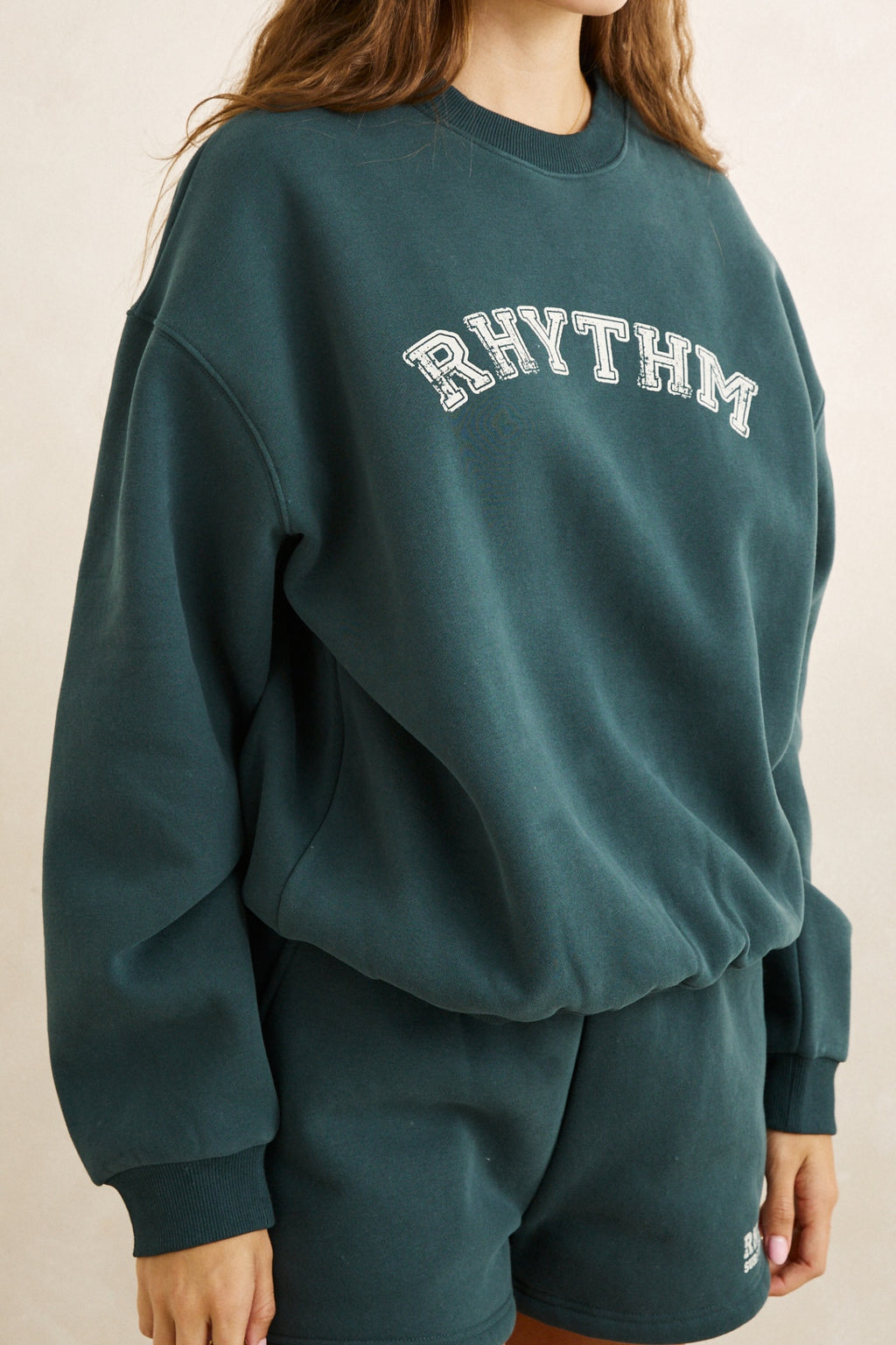 Rhythm Collegiate Oversized Crew Neck Fleece Forest
