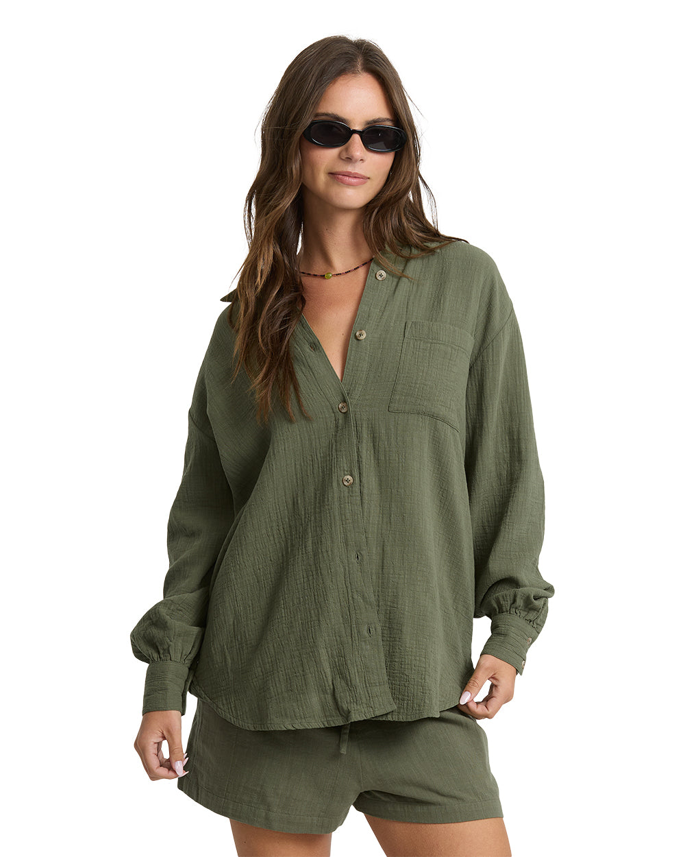 Billabong Wanderer Solid LS Woven Top Canteen