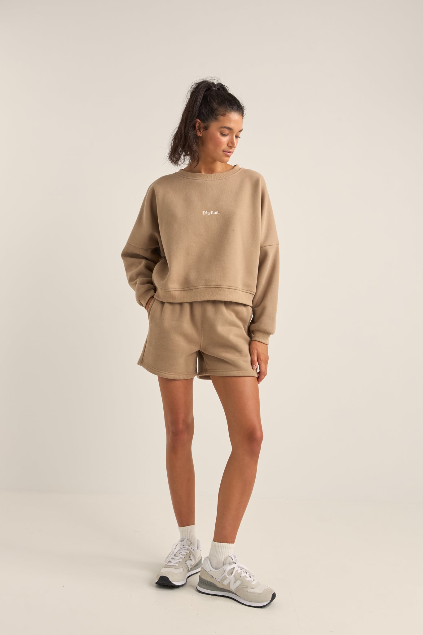 Rhythm Logo Fleece Shorts Taupe