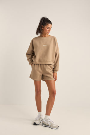 Rhythm Logo Fleece Shorts Taupe