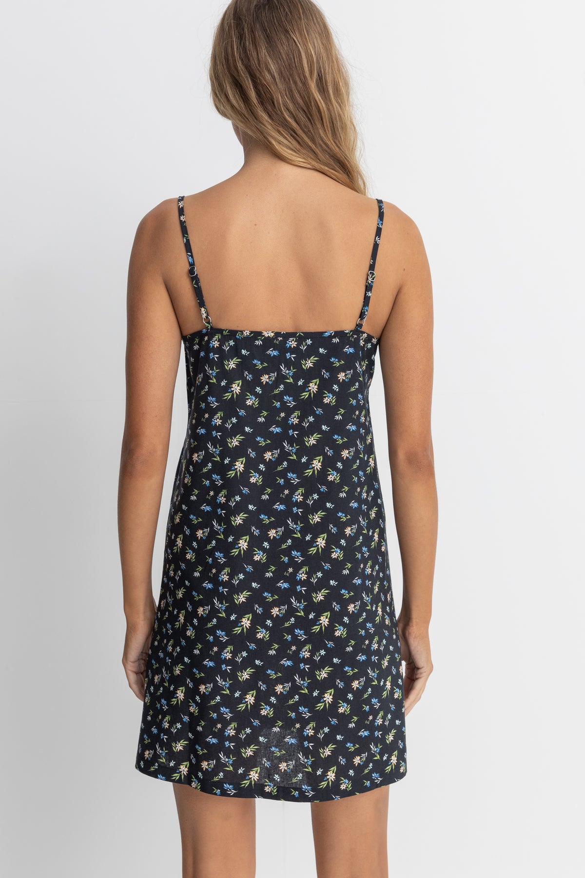Rhythm Fleur Floral Keyhole Slip Dress BLK