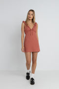 Rhythm Lola Check Ruffle Mini Dress Red