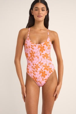 Rhythm Bora Bora Floral Cross Back One Piece Pink