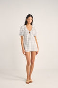 Rhythm Desi Plaid Mini Dress Blue
