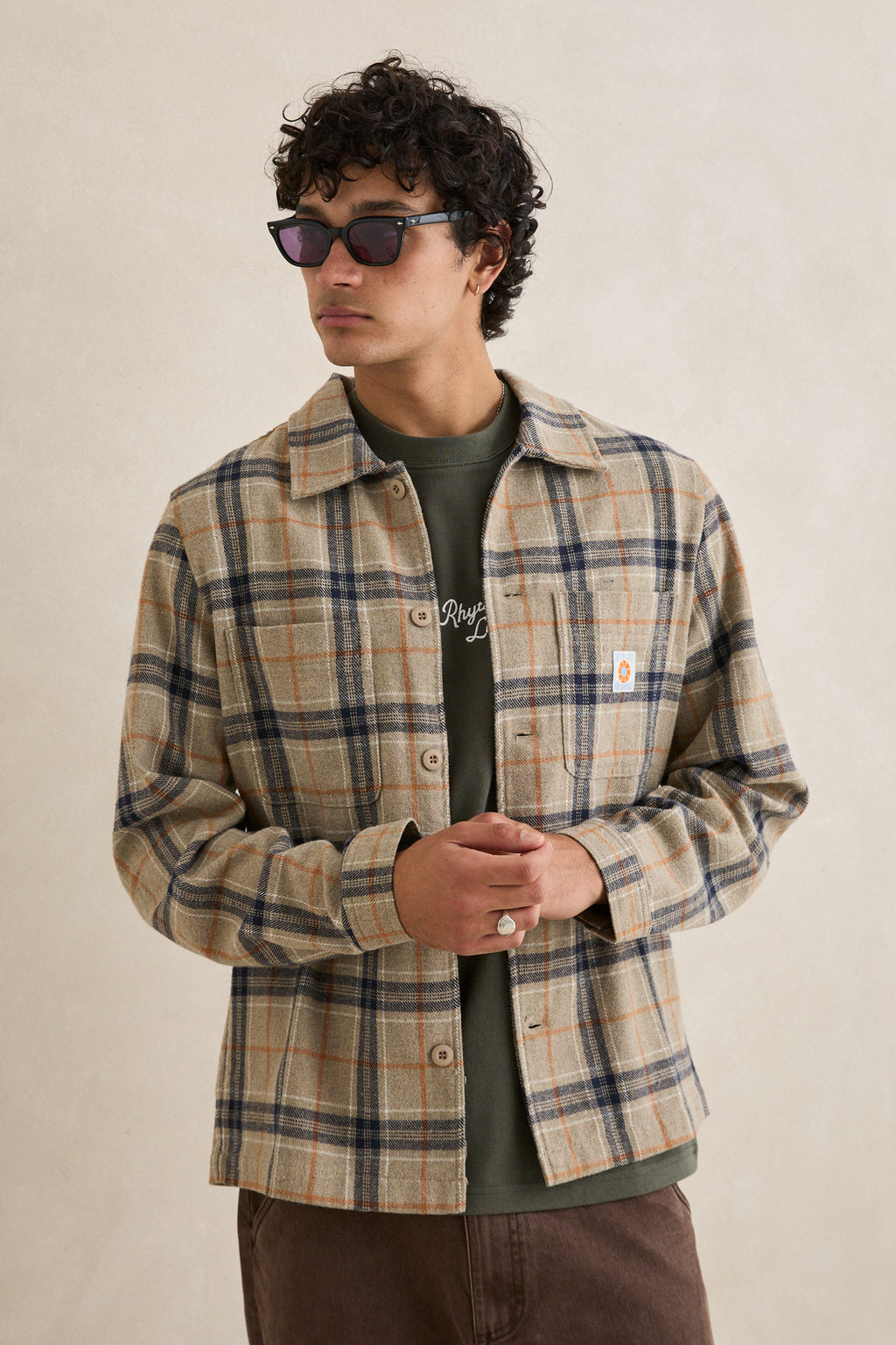 Rhythm Oscar Check Ls Shirt Stone