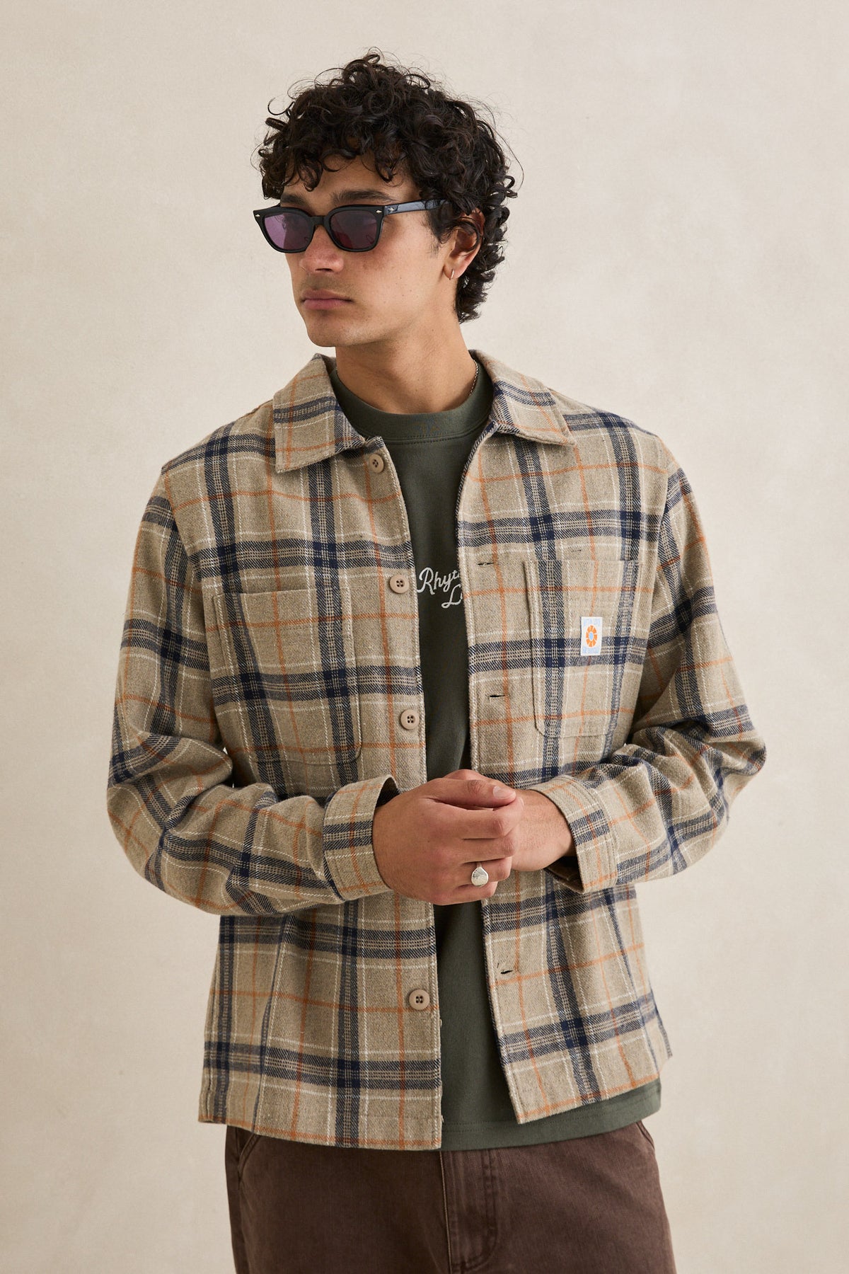 Rhythm Oscar Check Ls Shirt Stone
