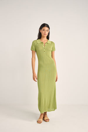 Rhythm Ojai Pointelle Midi Dress Olive