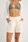 Rhythm Mini Linen Elasticated Short Cream