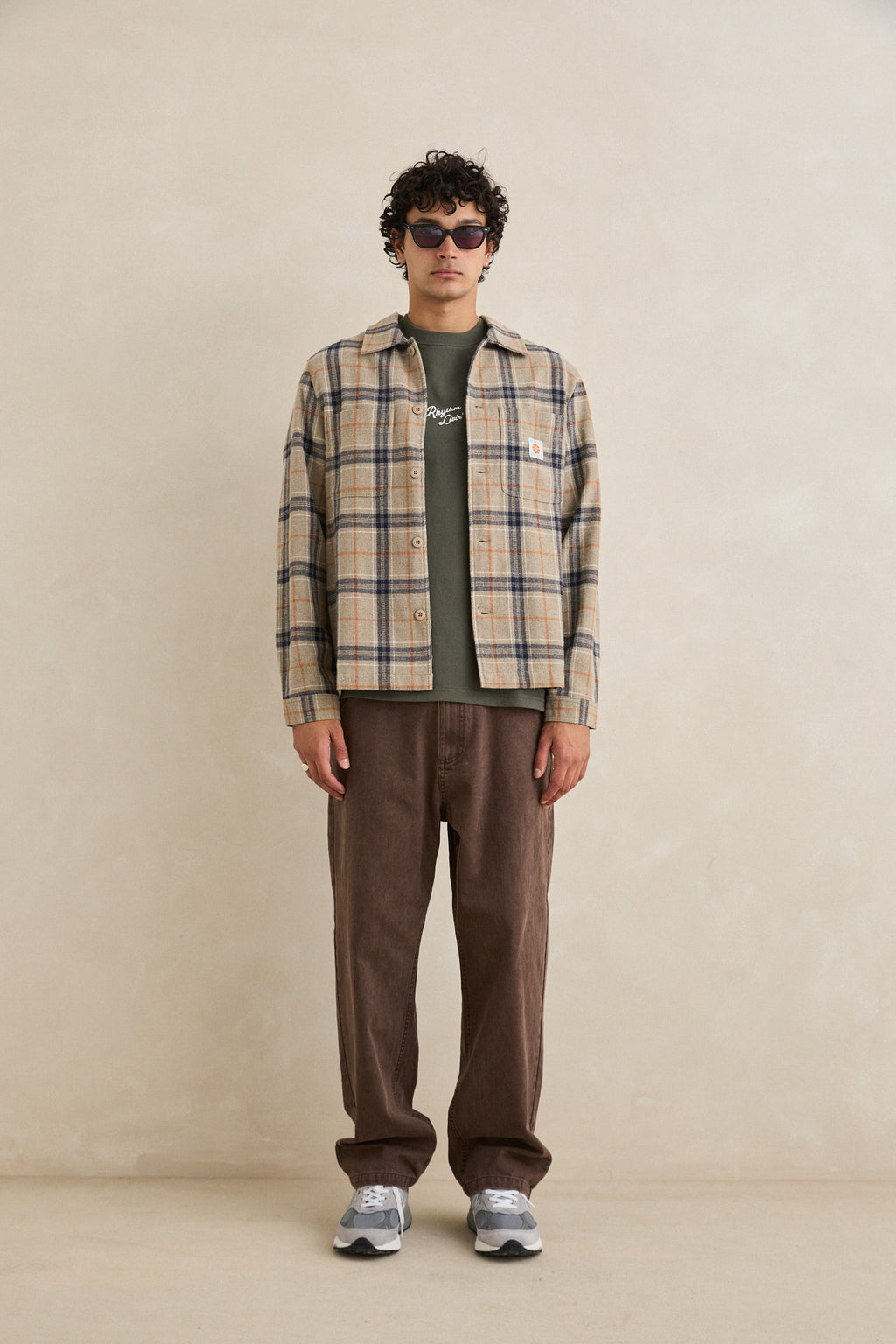 Rhythm Oscar Check Ls Shirt Stone