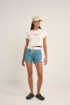 Rhythm Bora Bora Floral Crop Crew Tee White