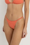 Rhythm Lola Checked Adjustable Side Hi Cut Pant Red