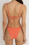 Rhythm Lola Checked Adjustable Side Hi Cut Pant Red