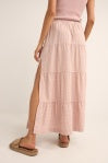 Rhythm Lola Check Tiered Maxi Skirt Pink