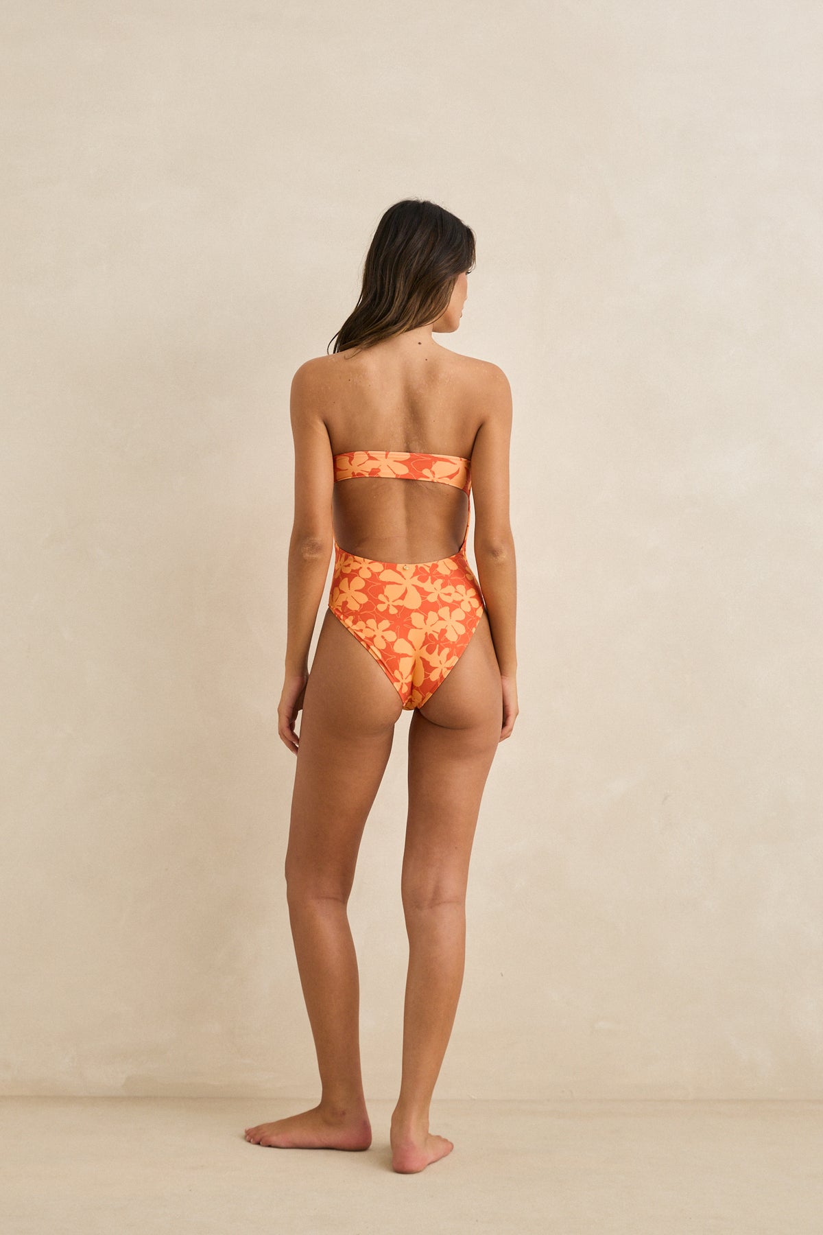 Rhythm Melia Floral Strapless One Piece Red