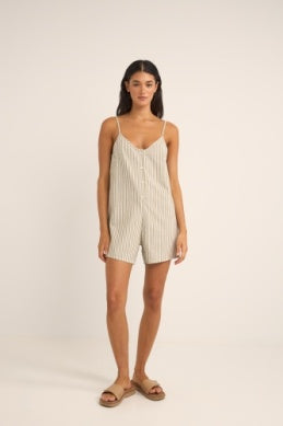 Rhythm Valley Stripe Adjustable Romper Blue