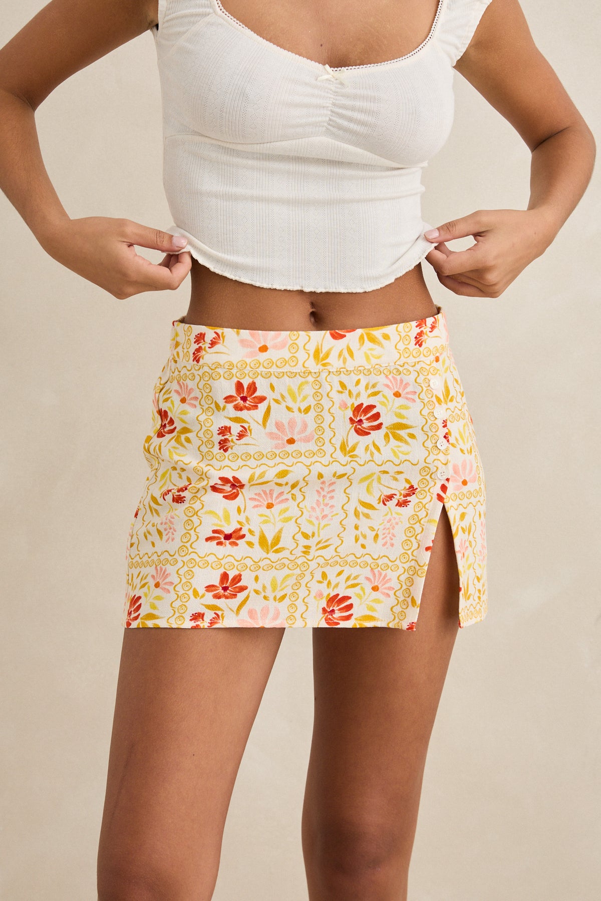 Rhythm Wildflower Mini Skirt White